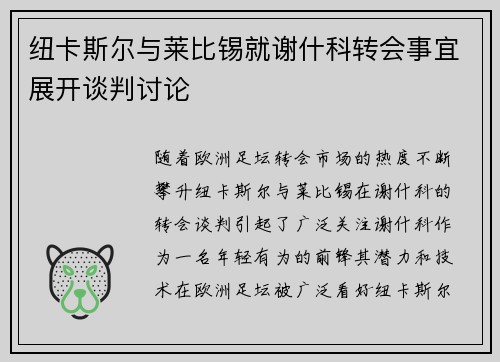 纽卡斯尔与莱比锡就谢什科转会事宜展开谈判讨论